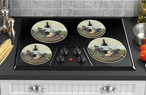 Reston Lloyd Electric Stove Burner Covers, Set of 4, Wine and Vines All-Over Pattern